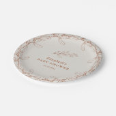 Elegant Line Art Botanical Baby Shower Papieren Bordje (Gekanteld)