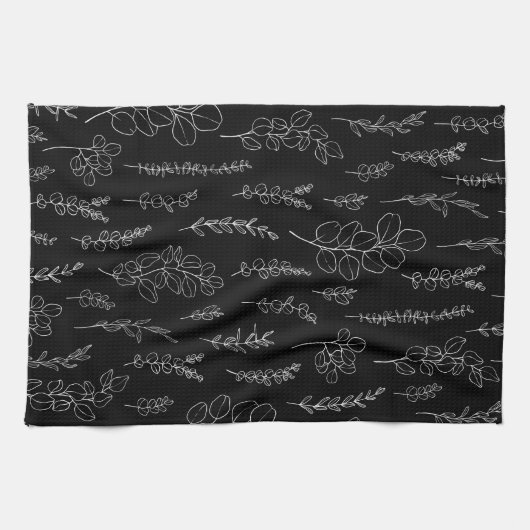 Elegant Line Art Eucalyptus Patroon Theedoek (Horizontaal)