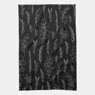 Elegant Line Art Eucalyptus Patroon Theedoek