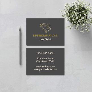 Elegant Line Art Face Hair Salon Logo Visitekaartje