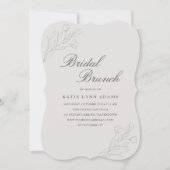 Elegant Line Art Floral Grey Bridal Brunch Kaart (Voorkant)