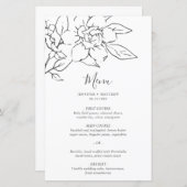 Elegant Line Art Magnolia Floral Wedding Menu (Voorkant / Achterkant)
