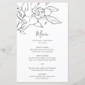Elegant Line Art Magnolia Floral Wedding Menu (Voorkant)