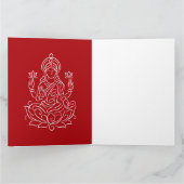 Elegant Line Art of Goddess Lakshmi on Lotus Kaart (Binnen)