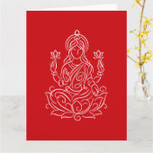 Elegant Line Art of Goddess Lakshmi on Lotus Kaart (Gele Bloem)