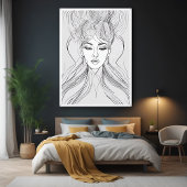 Elegant Line Art Portrait Modern Wall Art poster