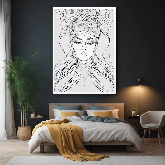 Elegant Line Art Portrait Modern Wall Art poster