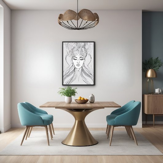 Elegant Line Art Portrait Modern Wall Art poster