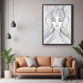 Elegant Line Art Portrait Modern Wall Art poster