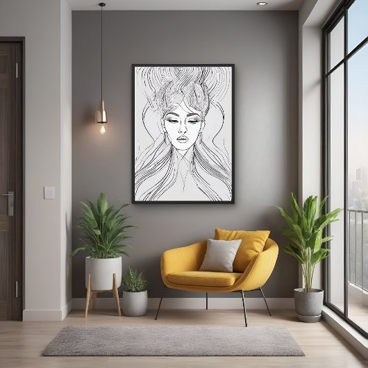 Elegant Line Art Portrait Modern Wall Art poster