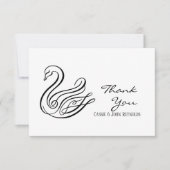Elegant Line Art Swan Wedding Hartelijk dank Bedankkaart (Voorkant)