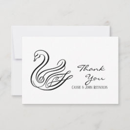 Elegant Line Art Swan Wedding Hartelijk dank Bedankkaart