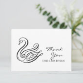 Elegant Line Art Swan Wedding Hartelijk dank Bedankkaart (Staand voorkant)