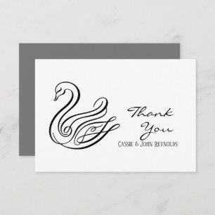 Elegant Line Art Swan Wedding Hartelijk dank Bedankkaart