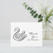 Elegant Line Art Swan Wedding Hartelijk dank Brief Briefkaart (Staand voorkant)