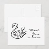Elegant Line Art Swan Wedding Hartelijk dank Brief Briefkaart (Voorkant / Achterkant)
