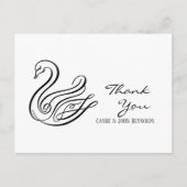 Elegant Line Art Swan Wedding Hartelijk dank Brief Briefkaart (Voorkant)