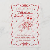 Elegant Line Art Valentine’s Brunch Party Kaart (Voorkant)