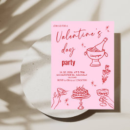 Elegant Line Art Valentine’s Day Party Kaart