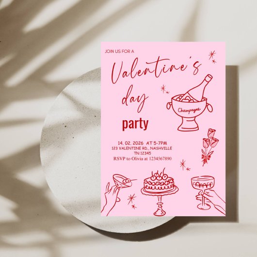 Elegant Line Art Valentine’s Day Party Kaart