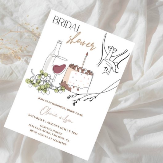 Elegant Line Art Vrijgezellenfeest Party Kaart