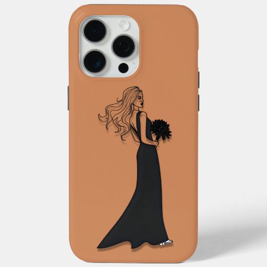 Elegant Line Art Woman in Black Dress Phone Case  (Achterkant)