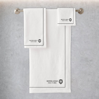 Elegant Line Custom Branded Airbnb Hotel Logo Bad Handdoek