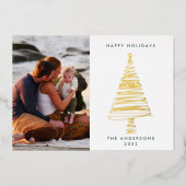 Elegant Line Gold-kerstboom | FotoHappy Folie Feestdagenkaart (Voorkant)