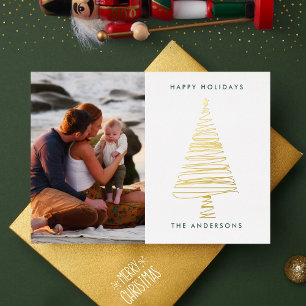 Elegant Line Gold-kerstboom   FotoHappy Folie Feestdagenkaart