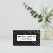 Elegant Line Patroon | Klassiek zwart wit Visitekaartje (Staand voorkant)