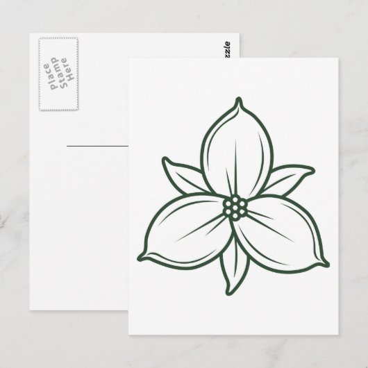 elegant lineair ontwerp van trilliumbloem briefkaart (Voorkant / Achterkant)