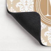 Elegant Linen Beige Damask gepersonaliseerd Muismat (Hoek)
