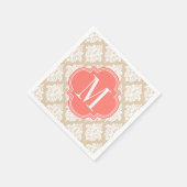 Elegant Linen Beige Damask gepersonaliseerd Servetten (Hoek)