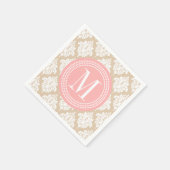Elegant Linen Beige Damask gepersonaliseerd Servetten (Hoek)