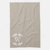 Elegant Linen Beige Monogram Theedoek (Verticaal)