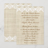 Elegant Linen en Lace Wedding Invitations Kaart (Voorkant / Achterkant)