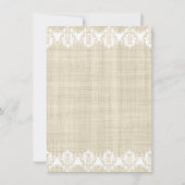 Elegant Linen en Lace Wedding Invitations Kaart (Achterkant)