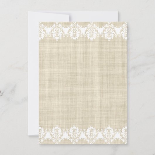 Elegant Linen en Lace Wedding Invitations Kaart (Achterkant)