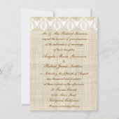 Elegant Linen en Lace Wedding Invitations Kaart (Voorkant)
