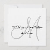 Elegant Linen Monogram Wedding Invitation Grey Kaart (Achterkant)