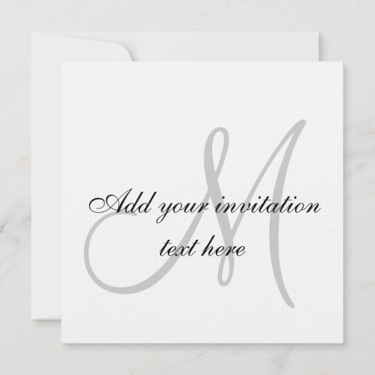 Elegant Linen Monogram Wedding Invitation Grey Kaart (Achterkant)