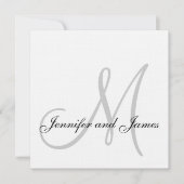 Elegant Linen Monogram Wedding Invitation Grey Kaart (Voorkant)