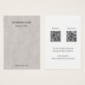 Elegant Linen QR Code Jewelry Business Ketting Visitekaartje (Voorkant /achterkant)