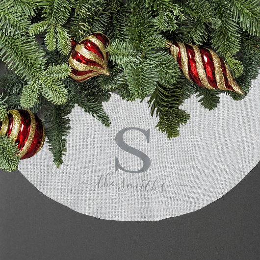 Elegant Linen Style Family Monogram Kerstmis Kerstboom Rok