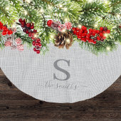 Elegant Linen Style Family Monogram Kerstmis Kerstboom Rok
