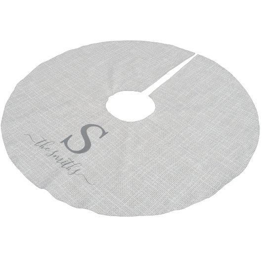 Elegant Linen Style Family Monogram Kerstmis Kerstboom Rok (Gekanteld)