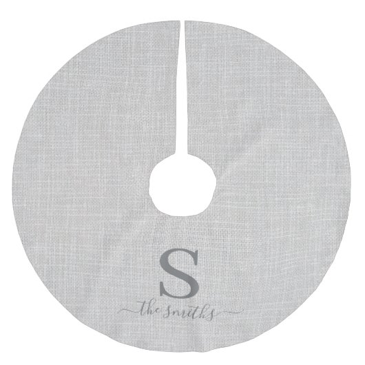 Elegant Linen Style Family Monogram Kerstmis Kerstboom Rok (Voorkant)