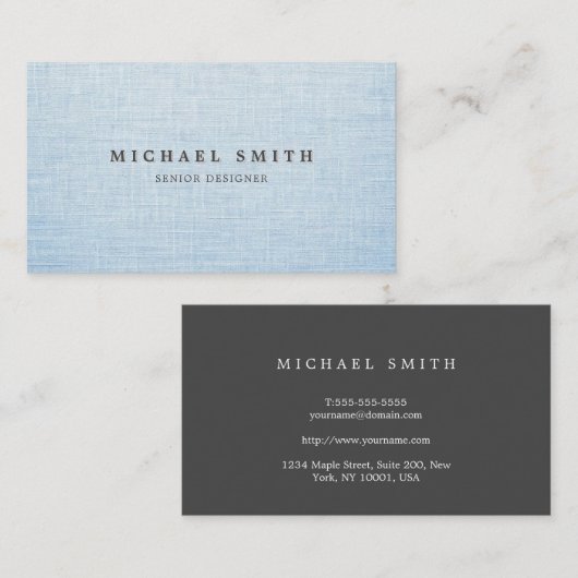 Elegant Linen Texture Business Card Visitekaartje (Voorkant / Achterkant)