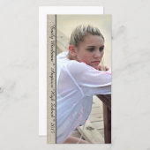 Elegant Linen Trim - Verticale foto-Afstuderen Aankondiging (Voorkant / Achterkant)