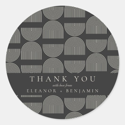 Elegant Lines Black White Weddenschap Aangepast be Ronde Sticker (Voorkant)